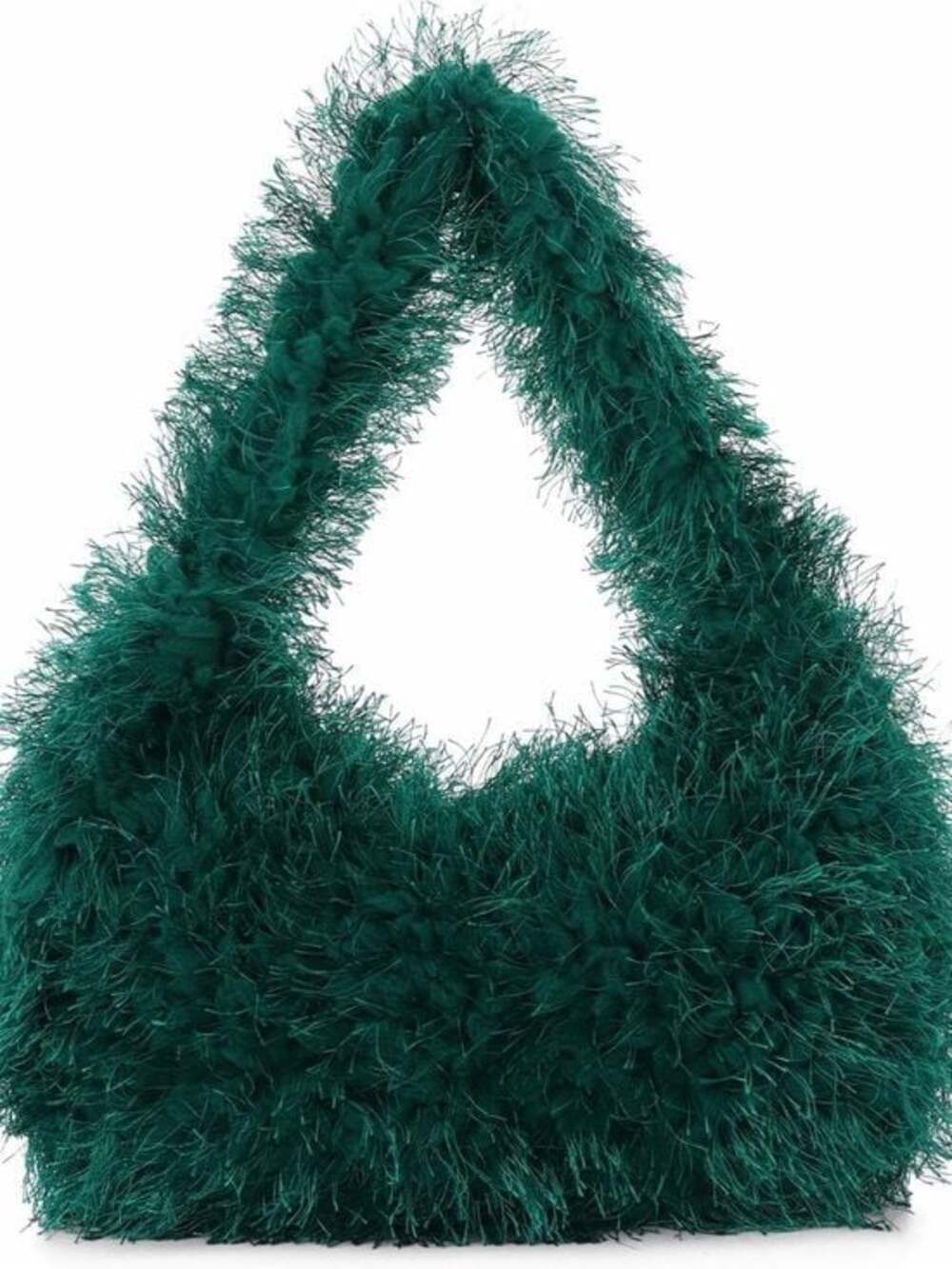Fluffy Green Handbag | Statement Shoulder Purse